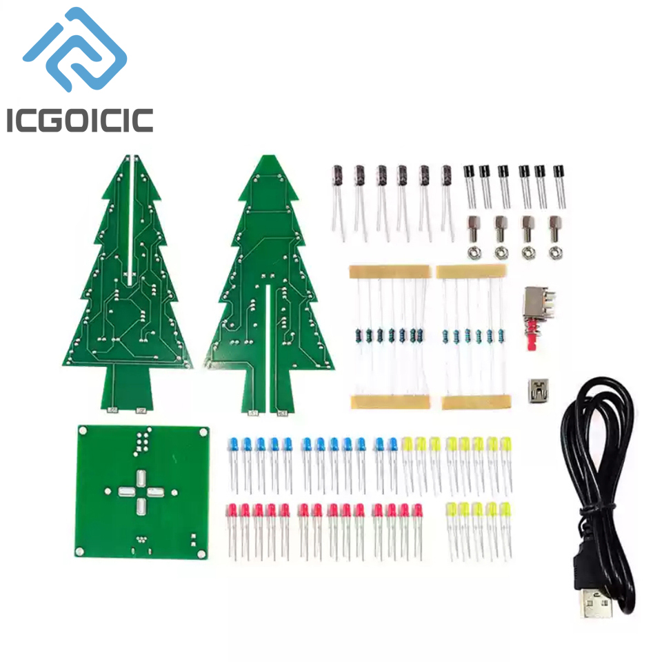 Kit fai da te LED per albero di Natale 3D Kit circuito flash LED rosso/verde/giallo Suite divertente elettronica