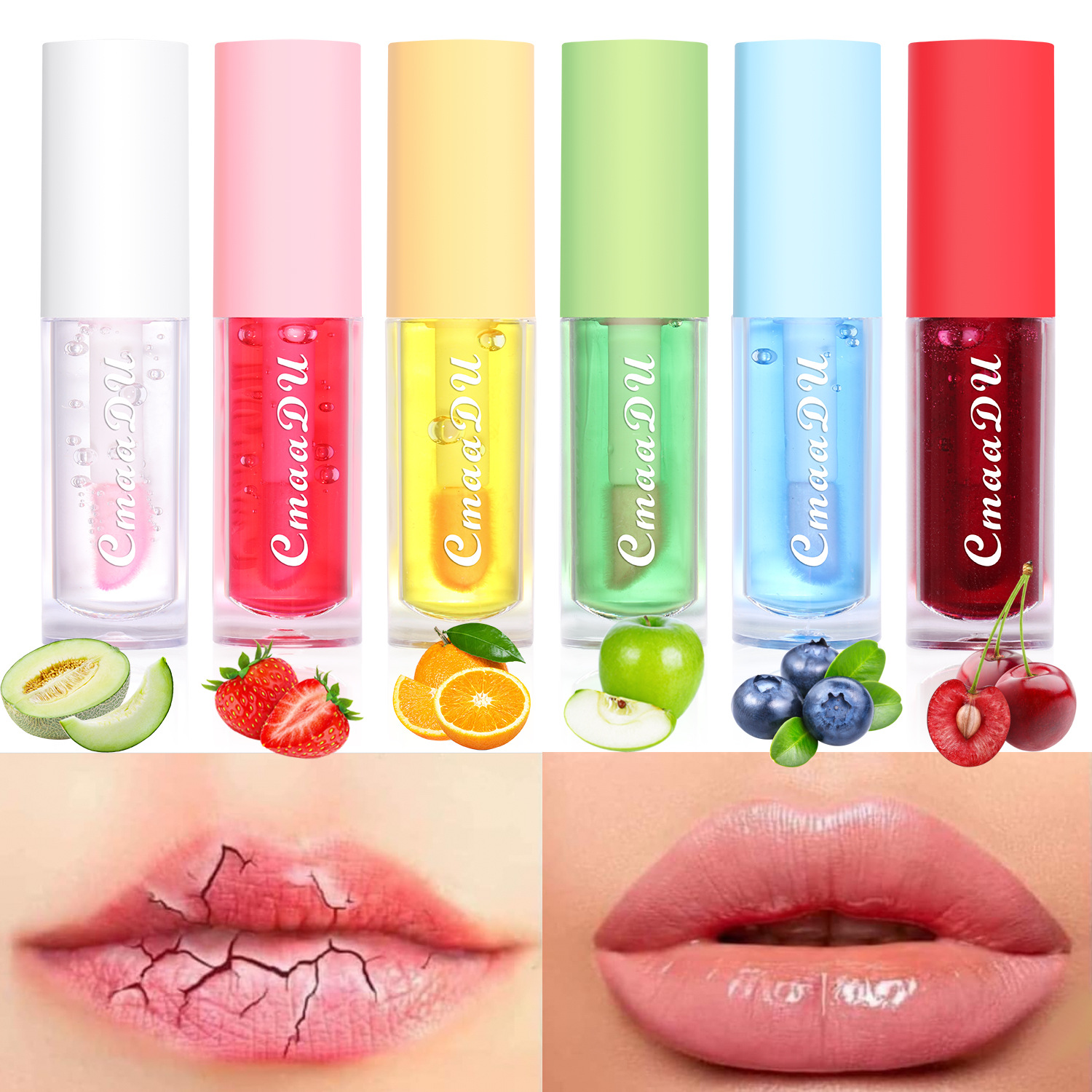 6-farbiges Lippenöl mit Fruchtgeschmack und Farbwechsel