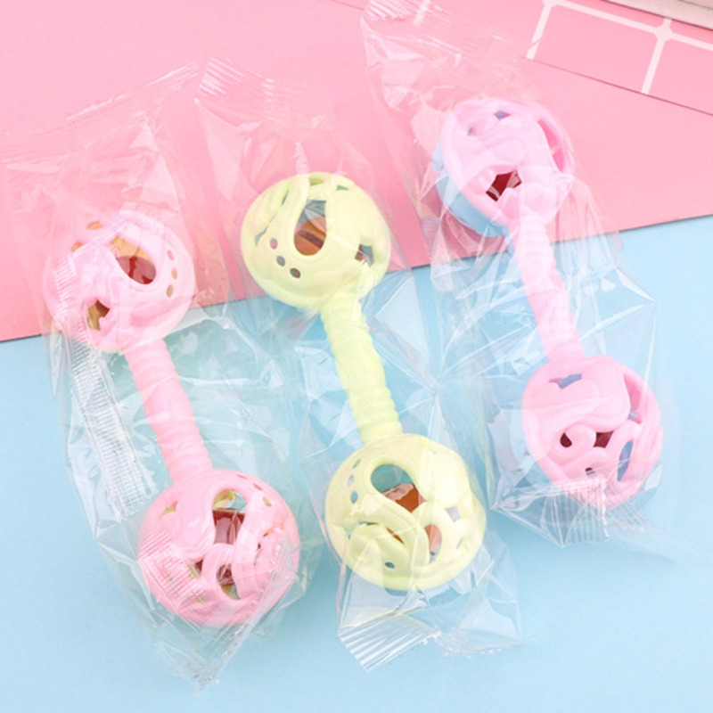 Double-Headed Hand Rattle ของเล่นเด็กเพื่อเอาใจเด็กเล็กของเล่น Rattle ของเล่นเด็ก Hand Holding Bell ของขวัญ