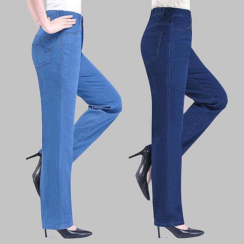 Baggy-Denim-Hosen mittleren Alters für Damen, lässig, große Größe 28–38, gerade Jeans, Mutter, hohe Taille, Stretch, Vaqueros, elegante Retro-Jeans
