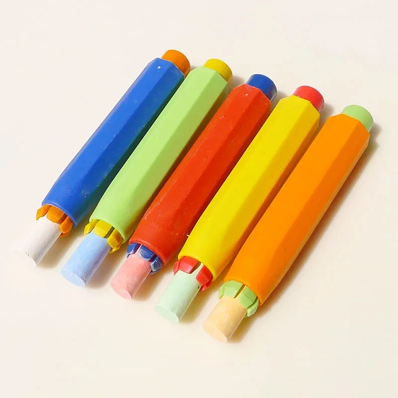 Soporte de tiza no tóxico para la salud, soportes de tiza coloridos limpios para profesores, escritura, accesorios para tablero de dibujo, 5 uds.
