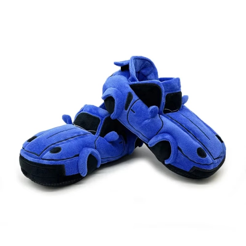 Sandal Mewah Mobil Sapi Dataran Tinggi Sepatu Boneka Bentuk Kendaraan Kartun Menyenangkan Sepatu Rumah Lembut Hangat Musim Dingin untuk Wanita Ulang Tahun Natal