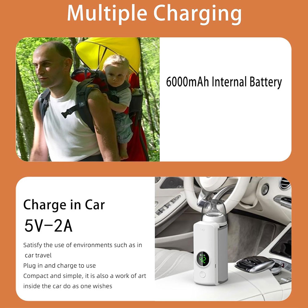 Aquecedor de garrafas portátil recarregável sem fio aquecedor de leite aquecedor de viagem para alimentação confortável do bebê em movimento