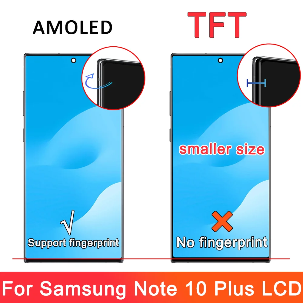 TFT Note 10 Plus Display mit Rahmen für Samsung Galaxy Note 10+ N975F N975F/DS LCD Display Touch Screen Montage Teile