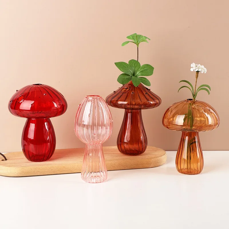 Florero de cristal de seta de Color gelatina transparente, botella de aromaterapia, florero pequeño para el hogar, maceta de flores hidropónicas, decoración de mesa Simple