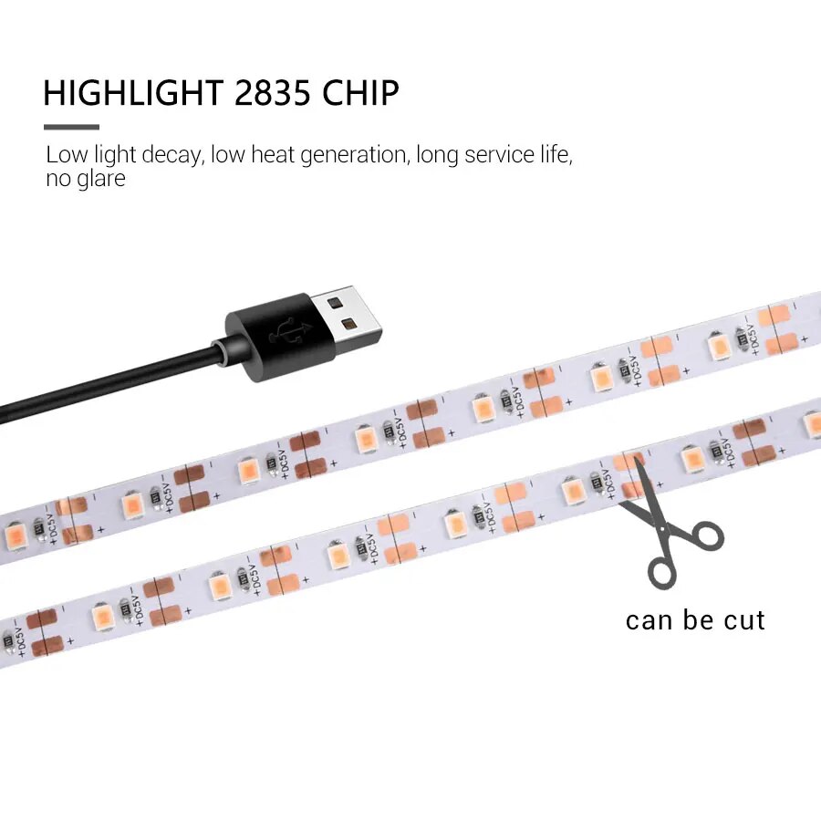 AmmToo 1-5M Planta Luz Cresce Tira CONDUZIDA 5V USB Espectro Completo Phyto LED para Estufa Tenda Plantas Hidropônicas Iluminação de Semente de Flor