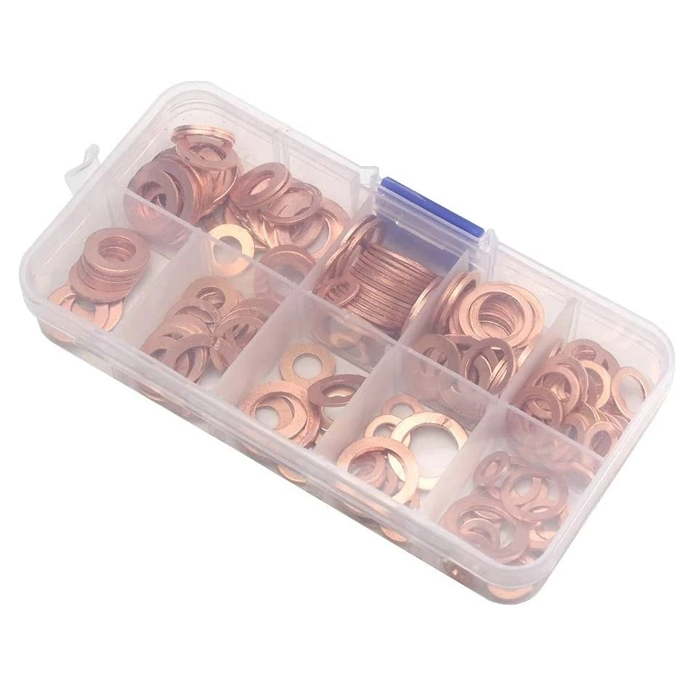 300/280/200/100 Stuks Wasmachine Koperen Afdichting Effen Pakking Wasmachine Carterplug Olie Voor boot Verpletteren Platte Afdichtring Tool 300/280/200/100 Stuks