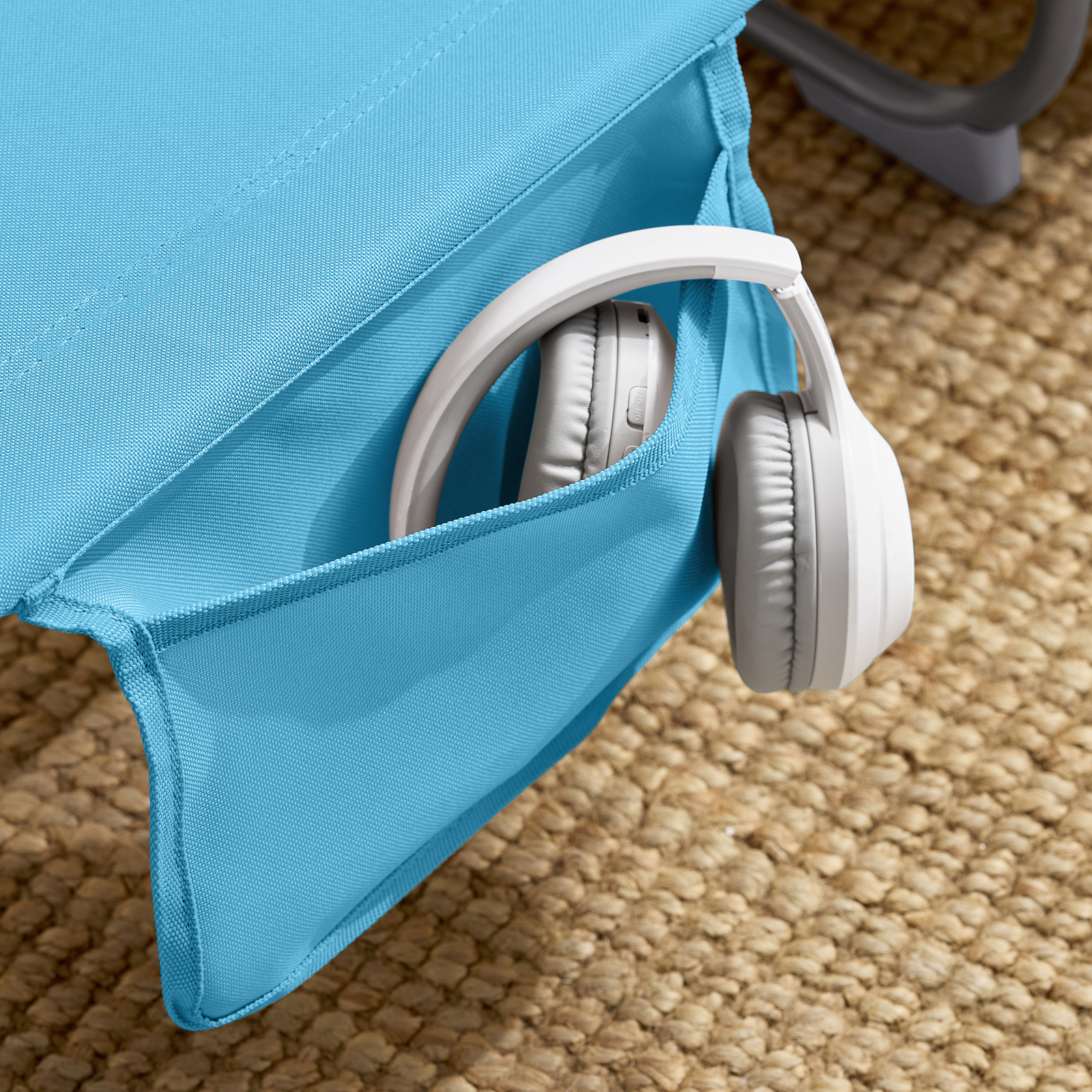 SoBuy OGS35 chaise longue de jardin avec sac latéral et oreiller chaise longue pliante aérée pour jardins, cours plages