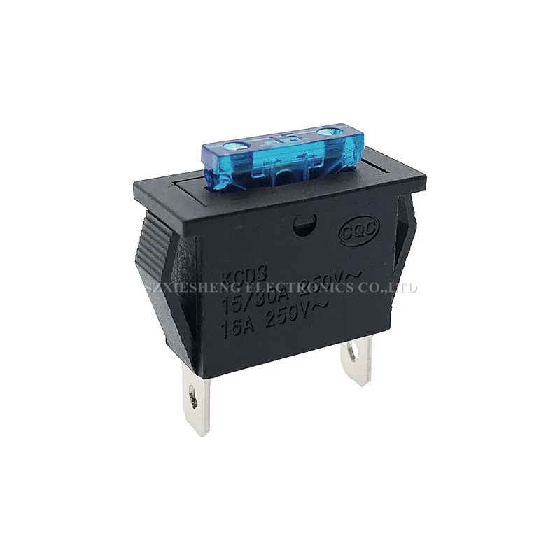 Portafusibles automotriz medio KCD3, 2 pines, 15A/30A, 250V, 16A, abrazadera integrada, montaje en Panel fijo, hoja ATC, portafusibles estándar, 5 uds.