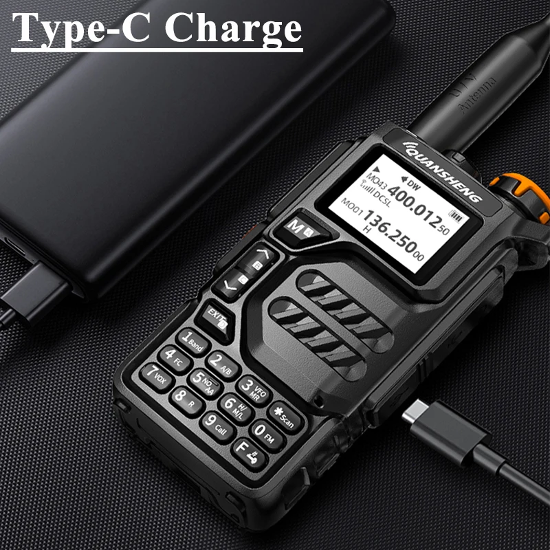 Quansheng UVK5 Walkie Talkie 50-600 MHz banda completa tipo C cargador AM DTMF Scrambler NOAA UVK6 K58 UV-5R Plus FM Ham Radio bidireccional