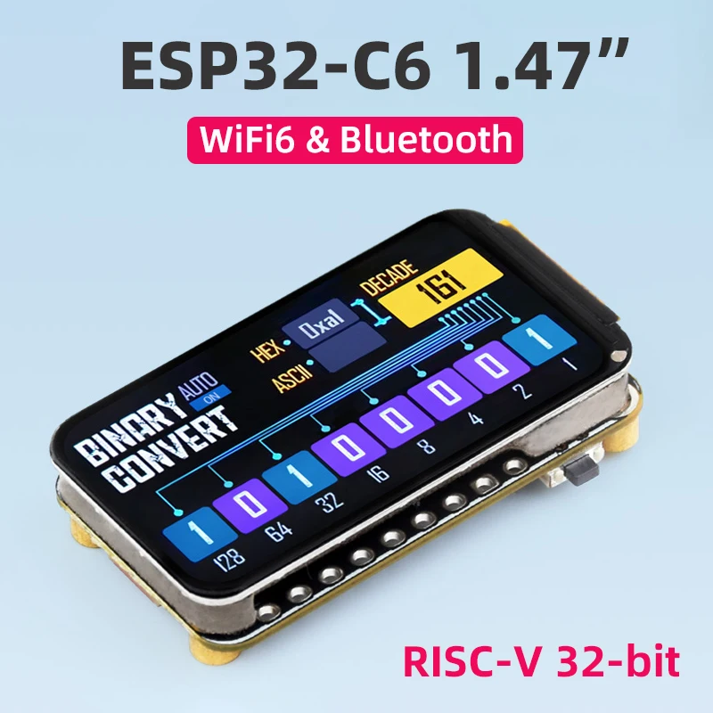 Waveshare ESP32-C6 1.47 Polegada Display RISC-V Placa de Desenvolvimento WiFi 6 & BT ESP32 1.47 "Tela 172 × 320 LCD para AIoT GUI LVGL HMI