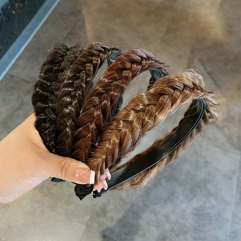 ขี้เกียจวิกผม Twist Headbands สําหรับผู้หญิงกว้าง Fishbone Braids Hairbands Handmade Retro HEAD Hoop ผมจัดแต่งทรงผม Headwear อุปกรณ์เสริม
