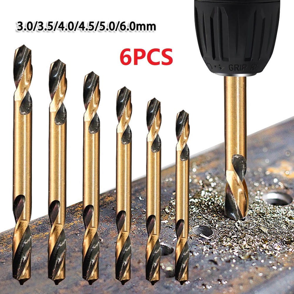 6Pcs HSS Hai Đầu Xoắn Auger Bộ Mũi Khoan Đôi Kết Thúc Khoan Kim Loại Thép Không Gỉ Sắt khoan Gỗ Công Cụ Điện
