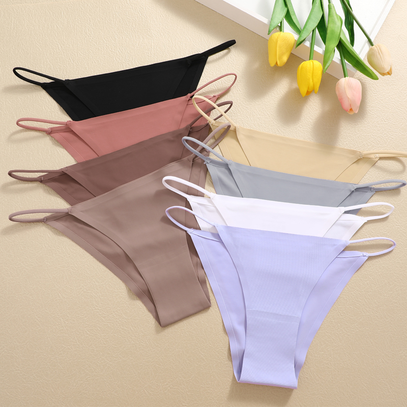 Bragas sin costuras para mujer, bragas sexis de tiro bajo para mujer, lencería transpirable de colores Mluti, ropa interior de seda helada sin rastro, S-XL suave