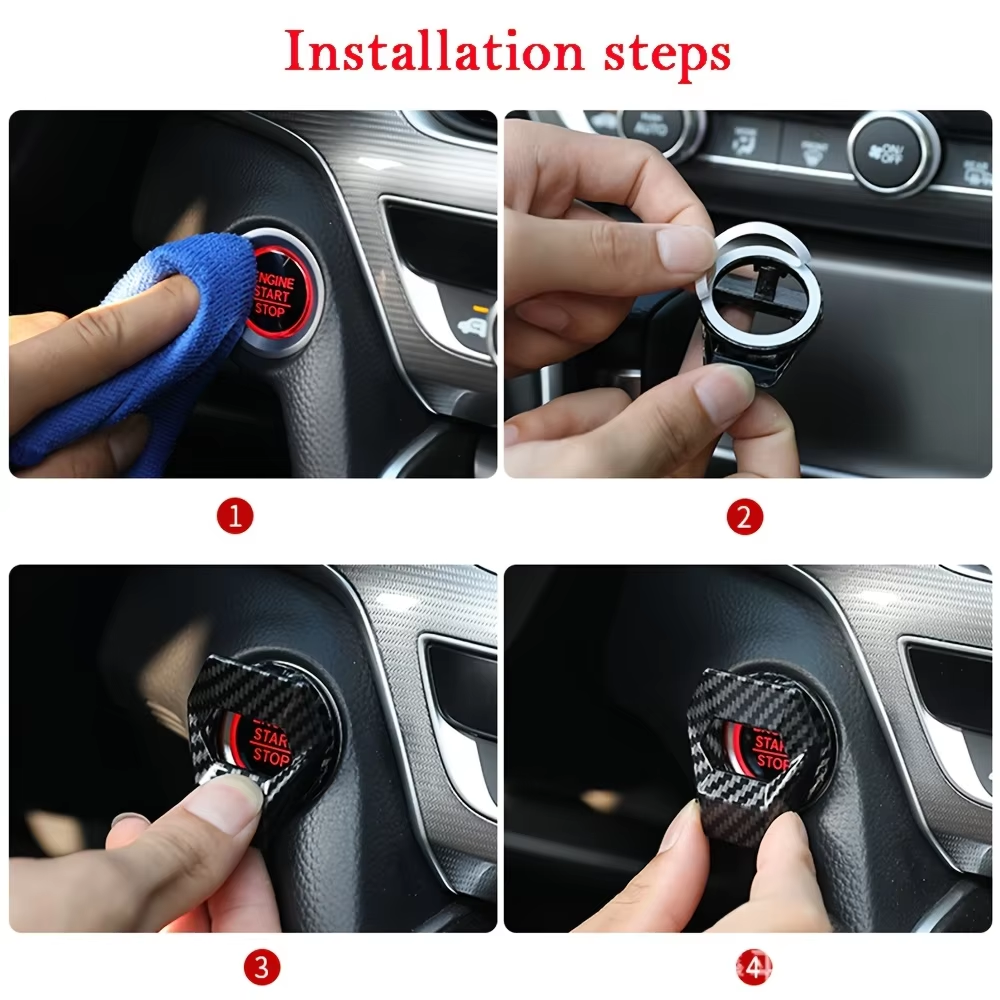 Auto Motor Start Stop Schakelaar Knop Cover Ontsteking Anti-Kras Bescherming Decoratieve Auto Accessoire voor Interieur Auto Styling