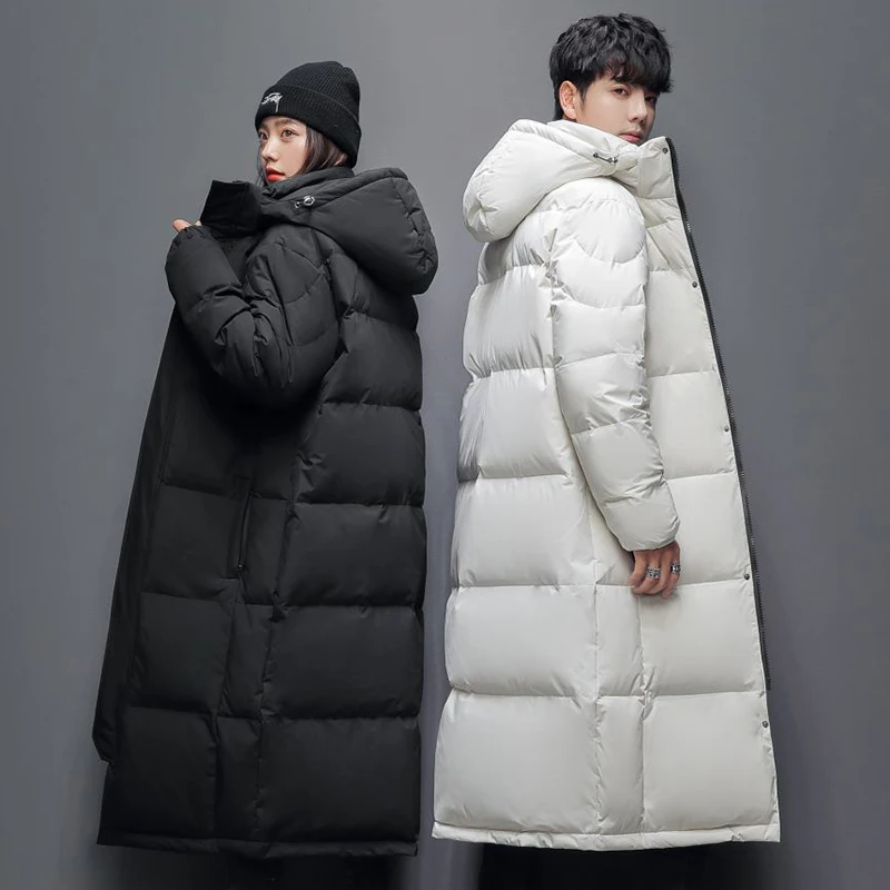 2024 New Parker Coat Winter Men's and Women's Light Luxury Brand Coat Solid Color Simple Hooded Long Down Jacket Big Size 5XL