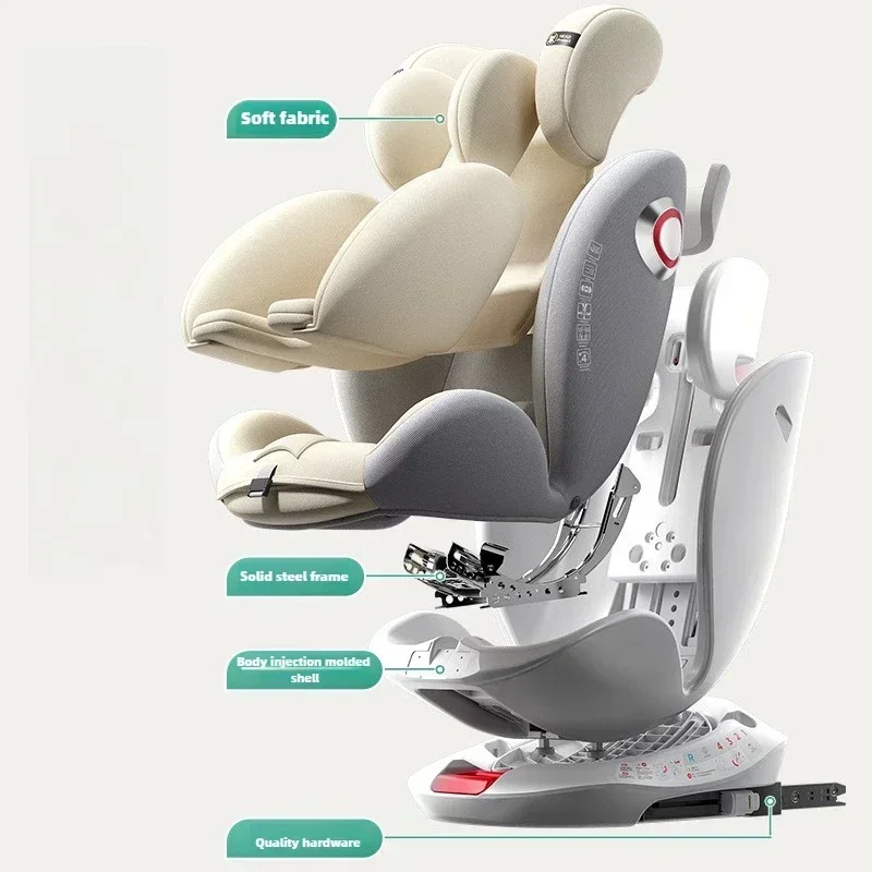 Sièges auto universels pour enfants, siège auto pour bébé, siège pour enfants de 0 à 12 ans, siège avec interface en acier ISOFIX pour nouveau-né, rotation à 360 °