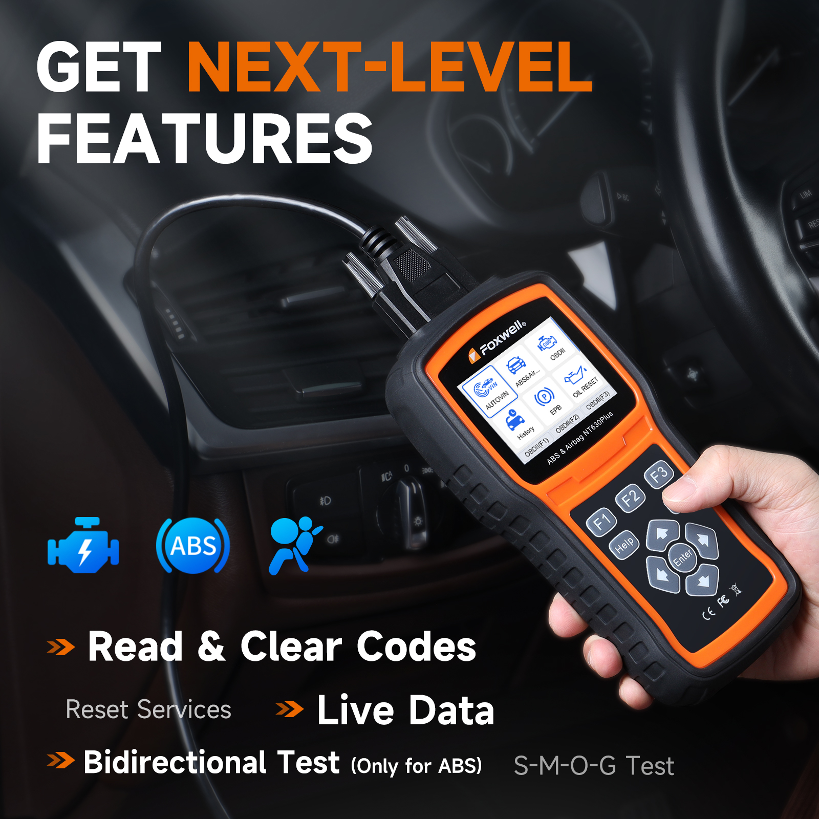 FOXWELL NT630 Plus OBD2-scanner ABS SRS-codelezer Automotive OBD II Airbag-diagnostische ABS-rem Bloeden Diagnostische scantool