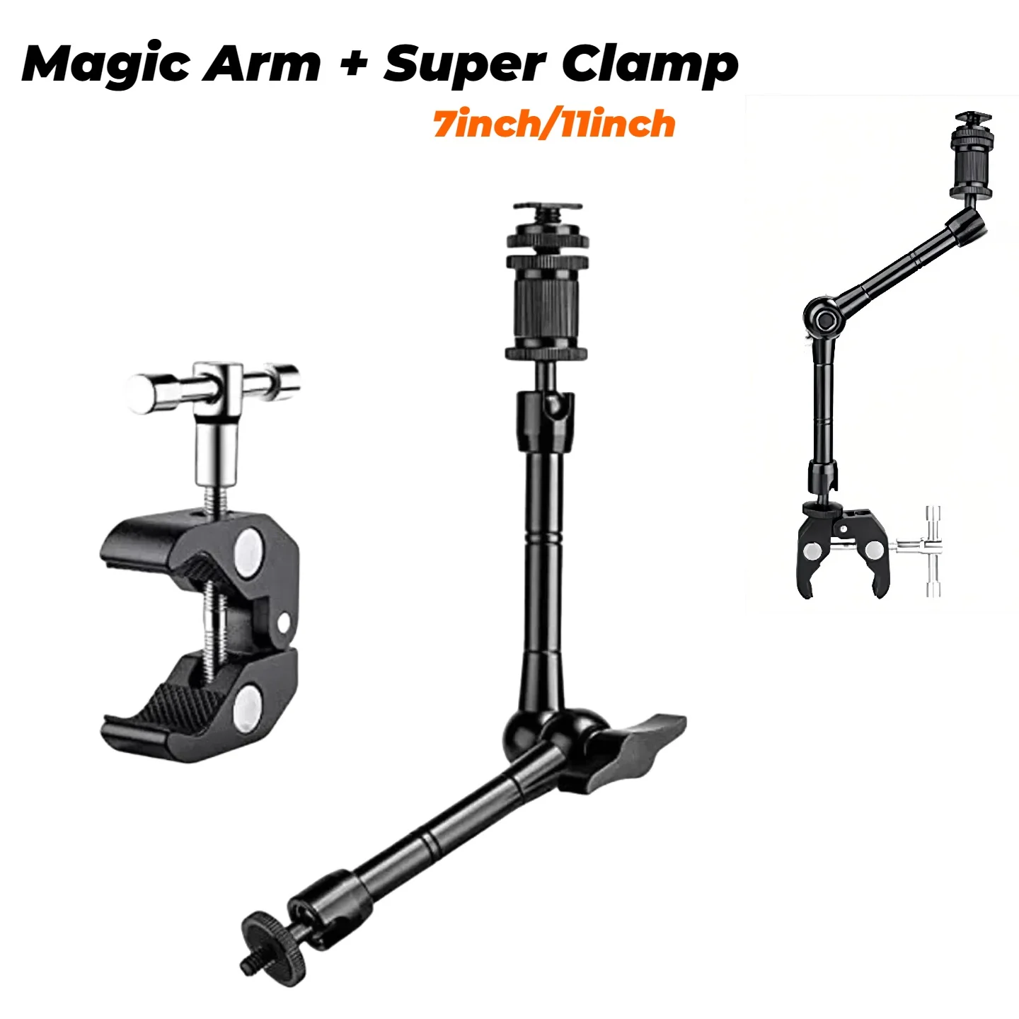 Brazo mágico articulado de 7 o 11 pulgadas + súper abrazadera para cámara DSLR Rig a Monitor LCD, accesorios de cámara con luz de vídeo LED