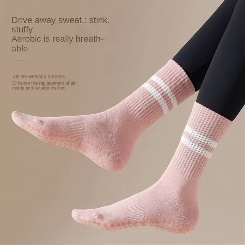 3 paar Weibliche Pilates Indoor Anti Slip Silikon Boden Socken Atmungsaktive Doppel Bar Mittleren Socken Fitness Tanz Übung Yoga socken