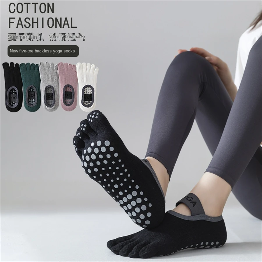 1 paio di calzini da donna a cinque dita professionali in cotone antiscivolo che assorbono il sudore calzini da yoga calzini fitness pilates