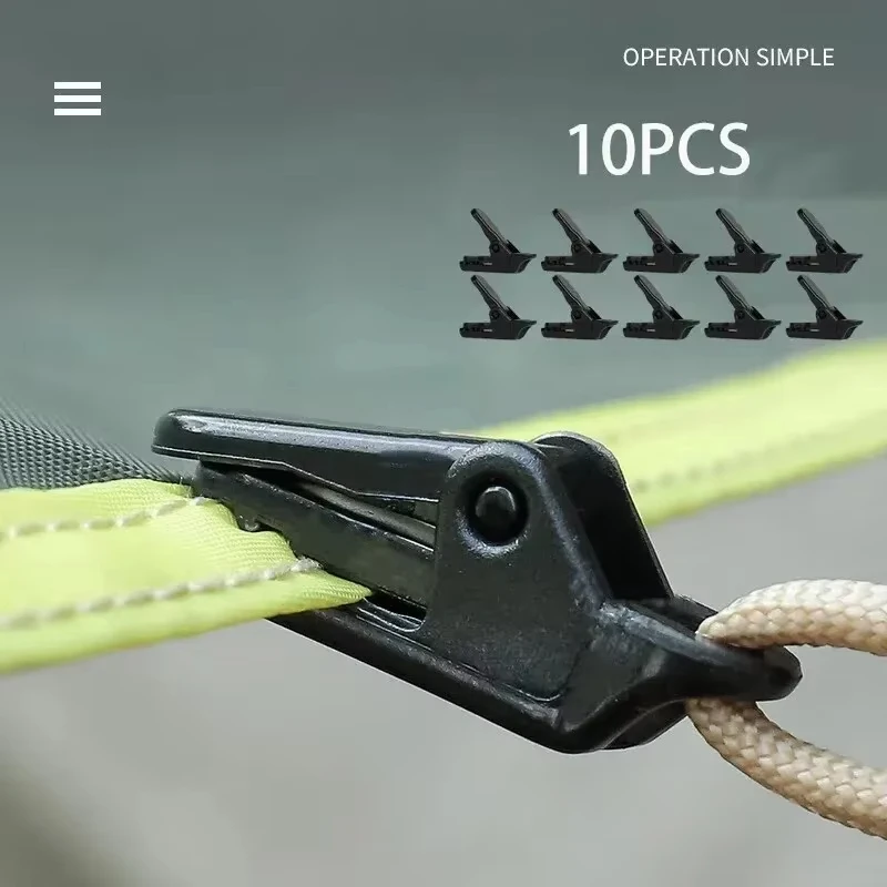 10Pcsกลางแจ้งผ้าใบกันน้ําคลิปCampingเต็นท์กันสาดWindproofเชือกClampหัวเข็มขัดพลาสติกFixed Jaw Grip Hooksอุปกรณ์เสริม