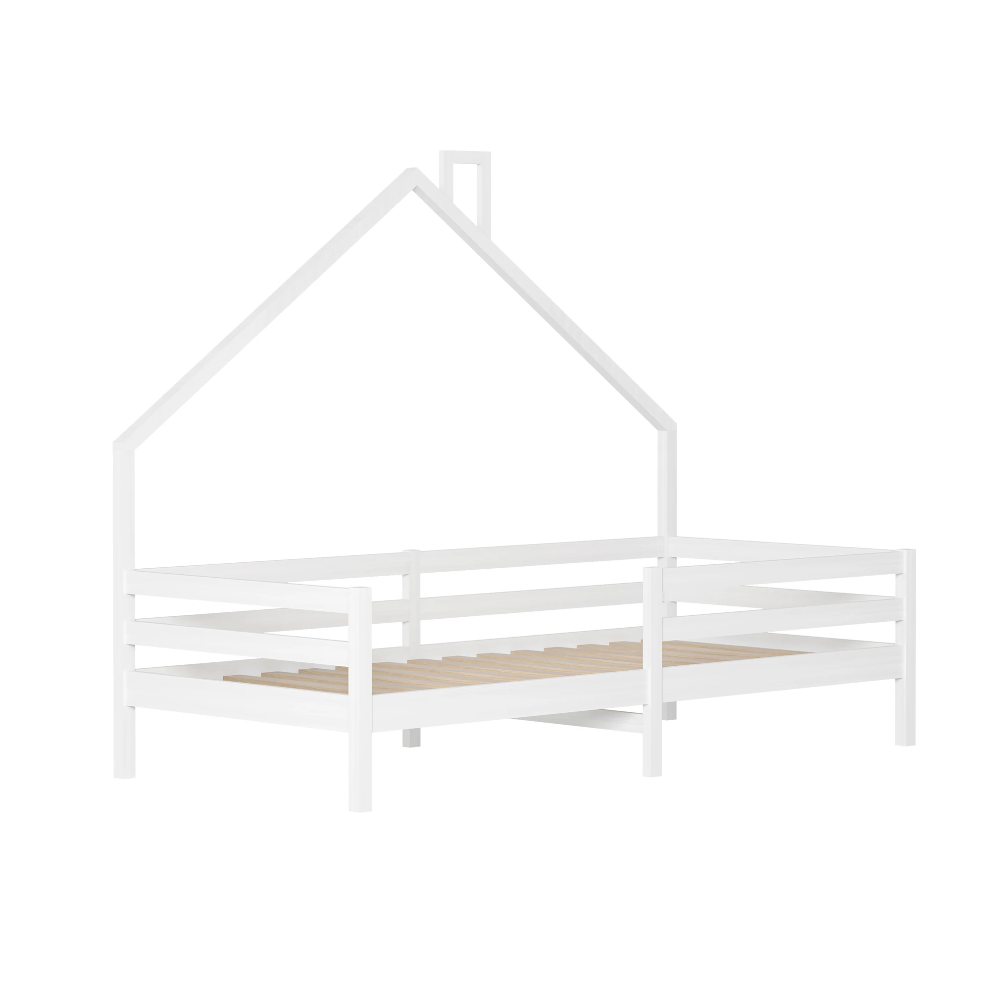 Cama infantil Lazyspace 90 x 200 cm com proteção contra quedas Cama de madeira resistente para casa na árvore com estrutura de ripas para meninos e meninas