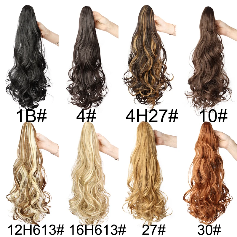 WIGSIN สังเคราะห์หลากสีต่อผมหางม้ายาวและปุยหยิกหยักทนความร้อนสําหรับผู้หญิง Curling ชิ้น