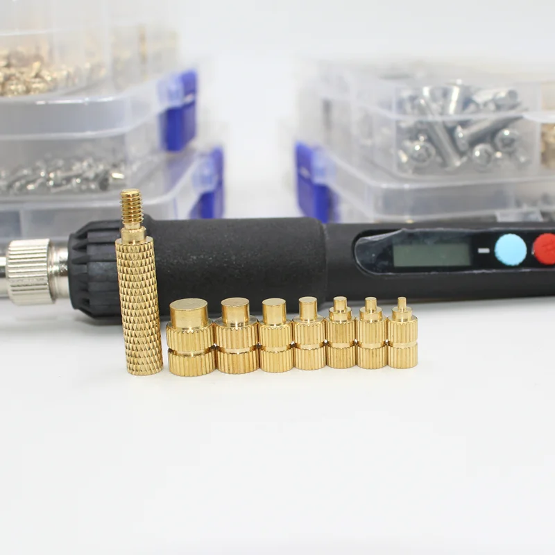 Máquina de implantación de tornillo de tuerca de inserción de latón M2 M3 M4, hilo moleteado de fusión en caliente, punta de soldador de calor, accesorio de impresora 3D
