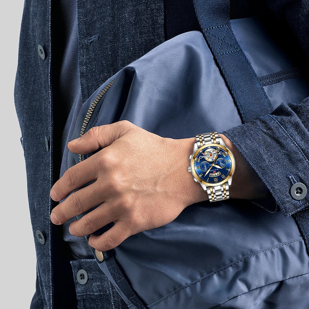 レロジオ Masculino トップブランドメンズ高級腕時計ステンレス鋼発光時計カジュアルシック 3Bar 防水アウトドアスポーツ腕時計