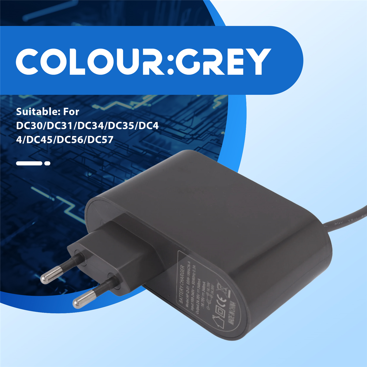 Power Adapter Charger for DC30 DC31 DC34 DC35 DC44 DC45 DC56 DC57 Vacuum Cleaner Robot Parts Accessories-EU Plug