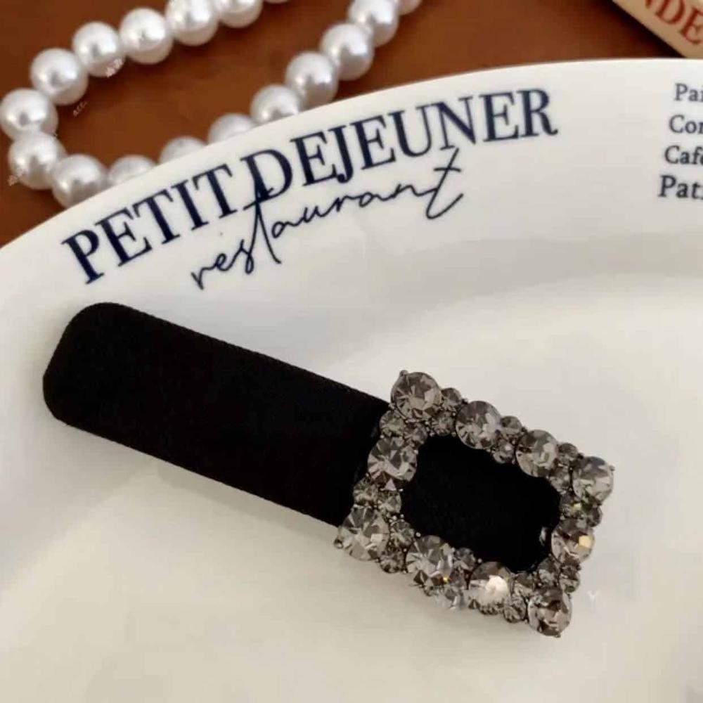 Horquillas de diamantes de Corea para mujer, pasadores de cristal de lujo, accesorios para el cabello, Clip lateral elegante, Retro, negro, caliente