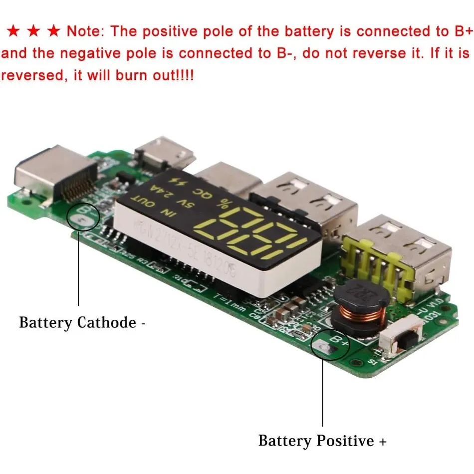 2 pezzi 18650 caricabatteria al litio 5V 2.4A doppio circuito USB modulo display LCD digitale con sovraccarico sovraccarico corto