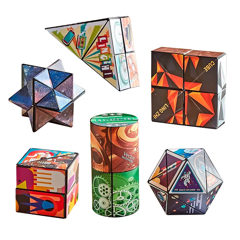 Caixa de mudança de forma geométrica mutável cubo mágico magnético 3d descompressão mão flip quebra-cabeça crianças aliviar brinquedo fidget