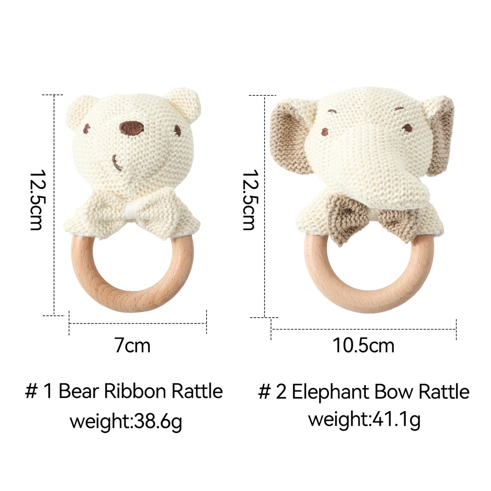 1PC ベビーガラガラおもちゃかぎ針編み動物かわいいクマのおもちゃかわいい木製おしゃぶり赤ちゃん漫画携帯ベビーベッド木製新生児ガラガラおもちゃ
