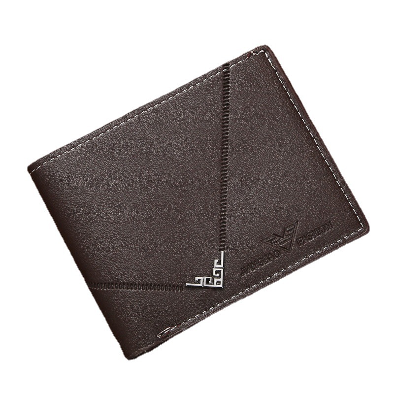 New Men's Wallet Men's Short Money Wallet Men's Youth Simple Fashion Multi-card Space Lychee Grain Horizontal Splicing Leather W
