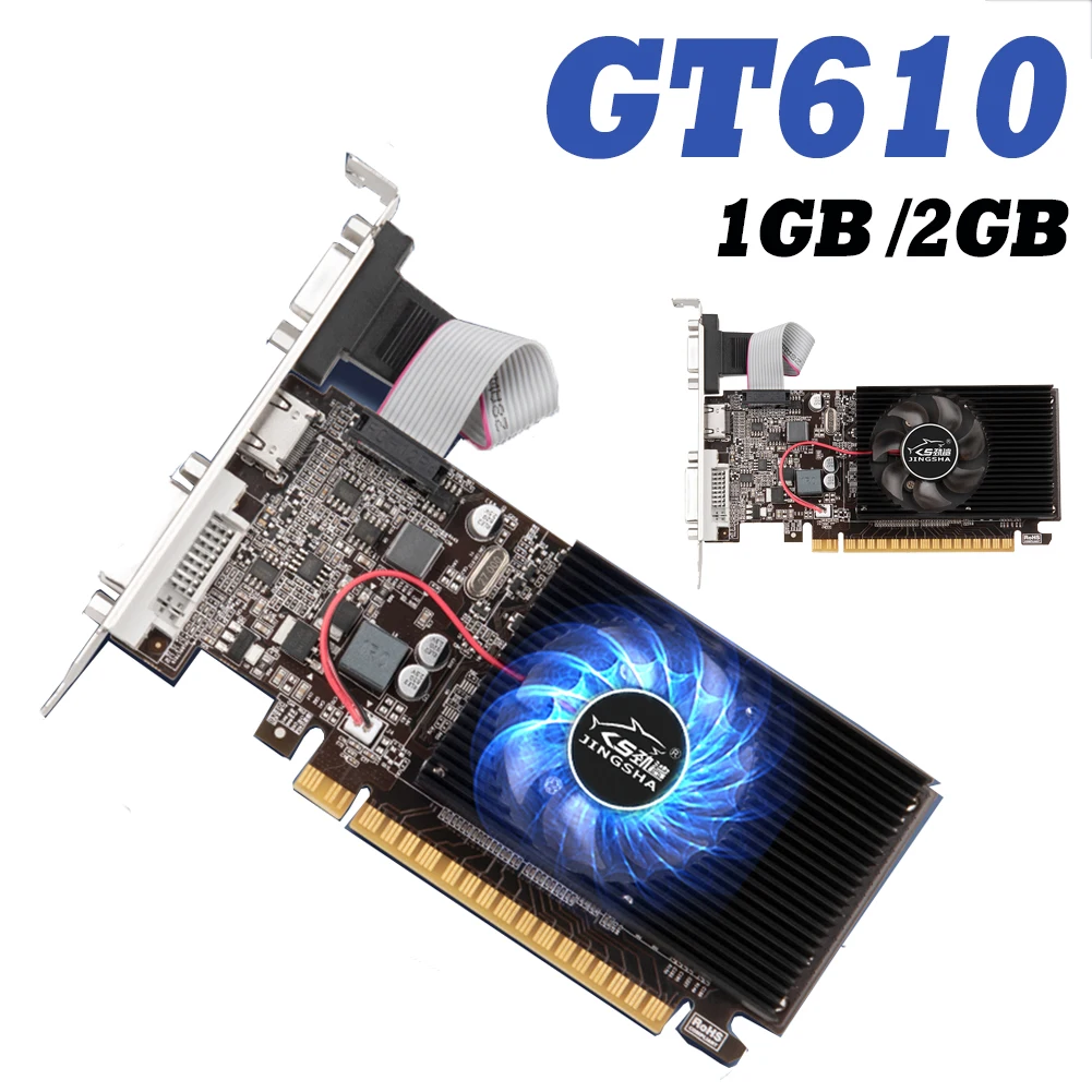 GT610 Grafikkarte 1/2 GB PCIE X16 2.0 NVIDIA GeForce GT 610 DDR3 Grafikkarte VGA HD DVI 64Bit 1800 MHz GT610 GPU Grafikkarte