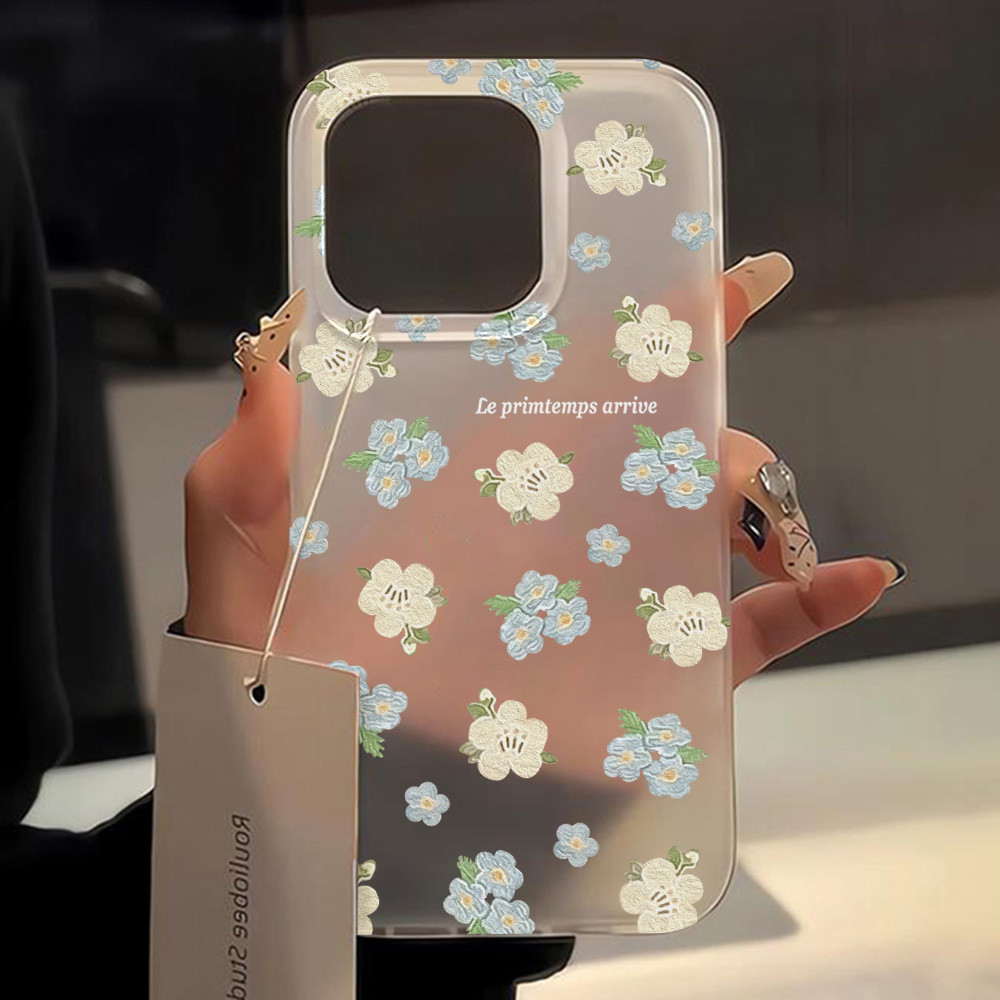 Funda de teléfono con flores para iPhone 16 Pro, funda trasera de piel sedosa delgada translúcida para iPhone 15 13 11 12 14 Pro Max 13 Mini 16 Plus