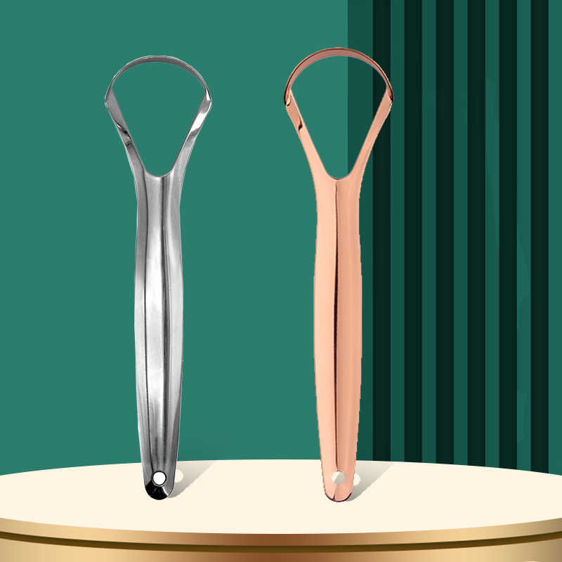 Raspador de lengua de tipo abierto, limpiador de lengua Oral de acero inoxidable, cepillo de dientes de lengua recubierto, herramientas de cuidado de higiene bucal