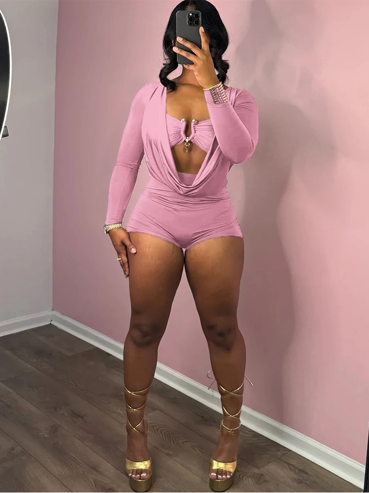 Seltsame Puss Sexy Frauen Swing Kragen Strampler + Metall schnalle Bh Hipster Mitternacht Party Coquette Neue Frühling Trend Workout playsuits