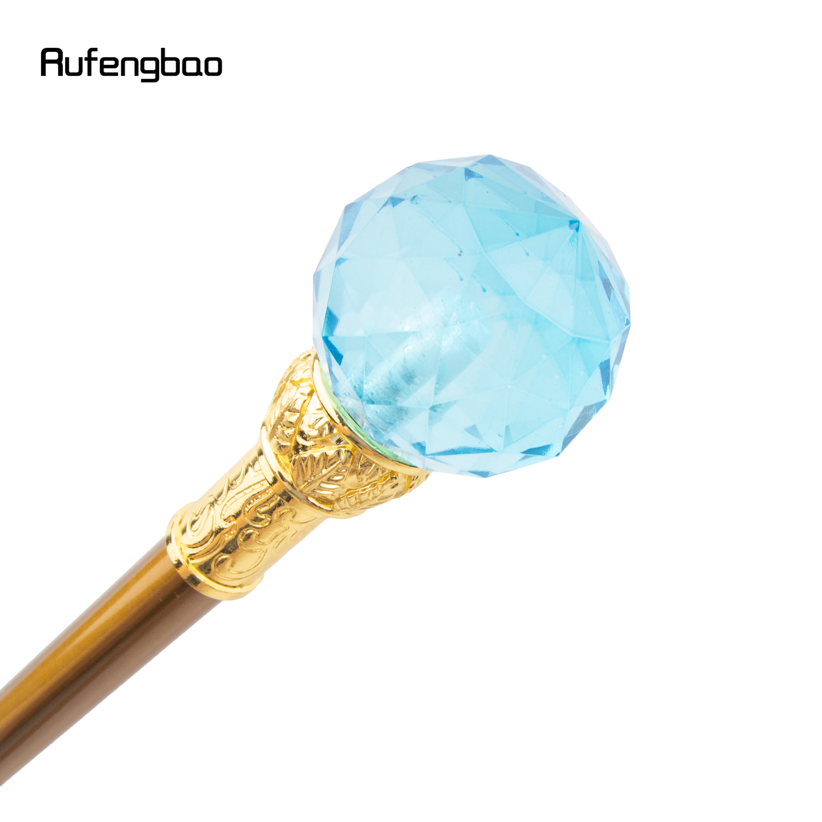 青いガラスの杖,モダンな装飾的な杖,エレガントなコスプレ,かぎ針編み,93cm