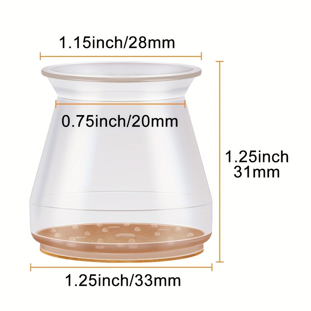 24pcs Transparent Silicone Chair Leg Covers with Felt Pads - Scratch & Noise Reduction Floor Protectors, Easy to Install