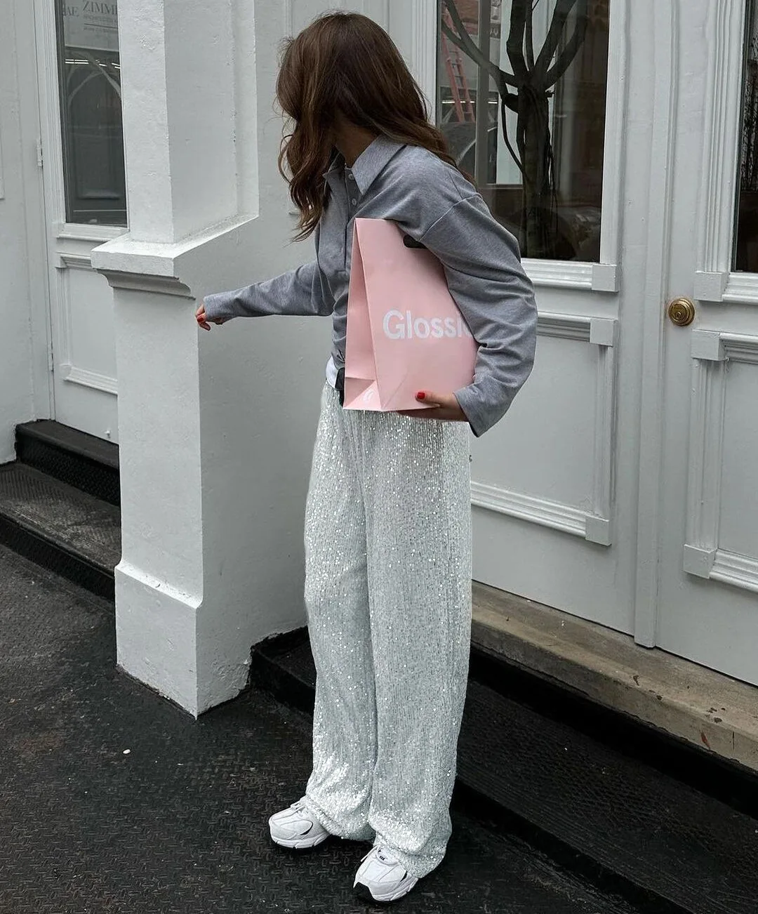 レディースエレガントシルクスパンコールパンツ、ミディウエスト、ルーズロングパンツ、クラシックパンツ、女性服、ファッション、ストリートウェア、2023