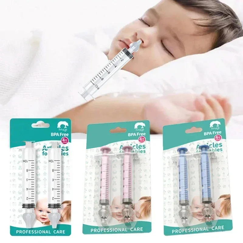 Aspirador Nasal de bebé con tubo de aguja, lavadora de jeringa, equipo de limpieza para rinitis Nasal, productos para el cuidado infantil, 2 uds.