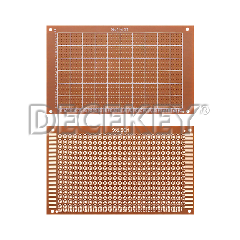 Placa PCB Universal de 9x15cm, placa de circuito impreso PCB de un solo lado amarillo para Arduino, 5 uds.