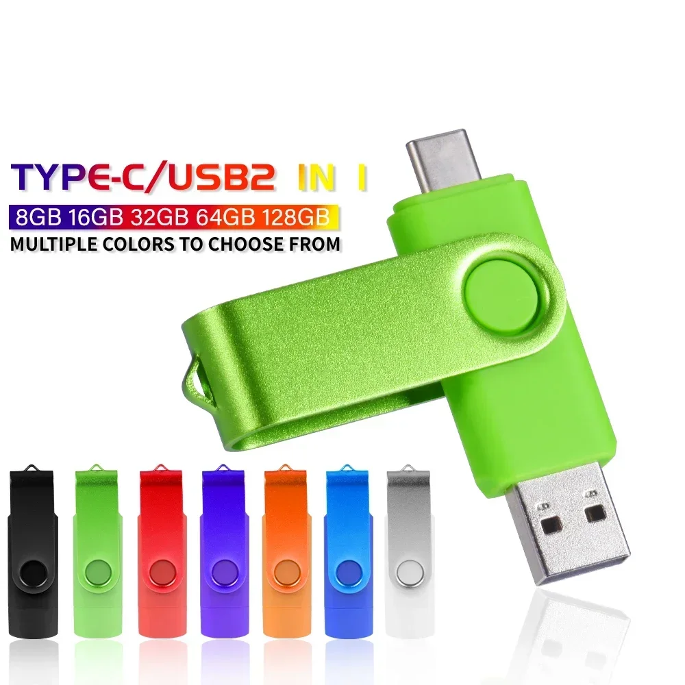 TYPE-C USB Flash Drive 128GB Red High Speed  Pen Drive 64GB Dark Blue Memory Stick 32GB Rotatable USB Stick 16GB Colorful U Disk