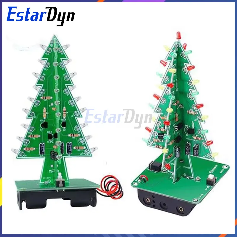 Estardyn Kit fai da te LED per albero di Natale tridimensionale 3D Kit circuito flash LED rosso/verde/giallo Suite divertente elettronica