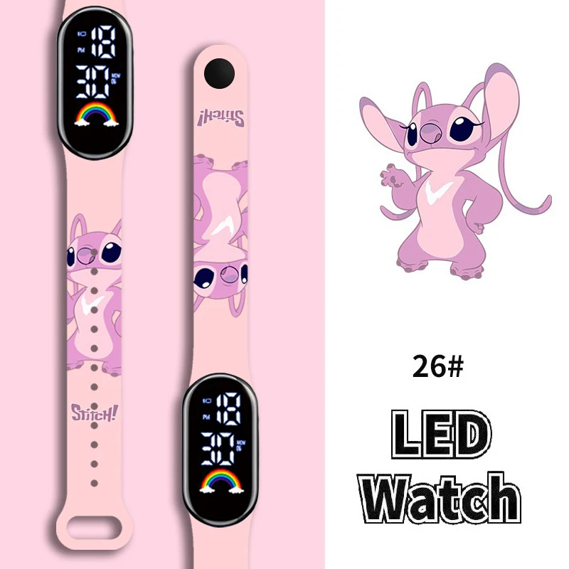 Relojes de punto de dibujos animados de Disney para niños, pulsera de moda para niñas, reloj LED para mujeres, reloj electrónico Digital resistente al agua para niños