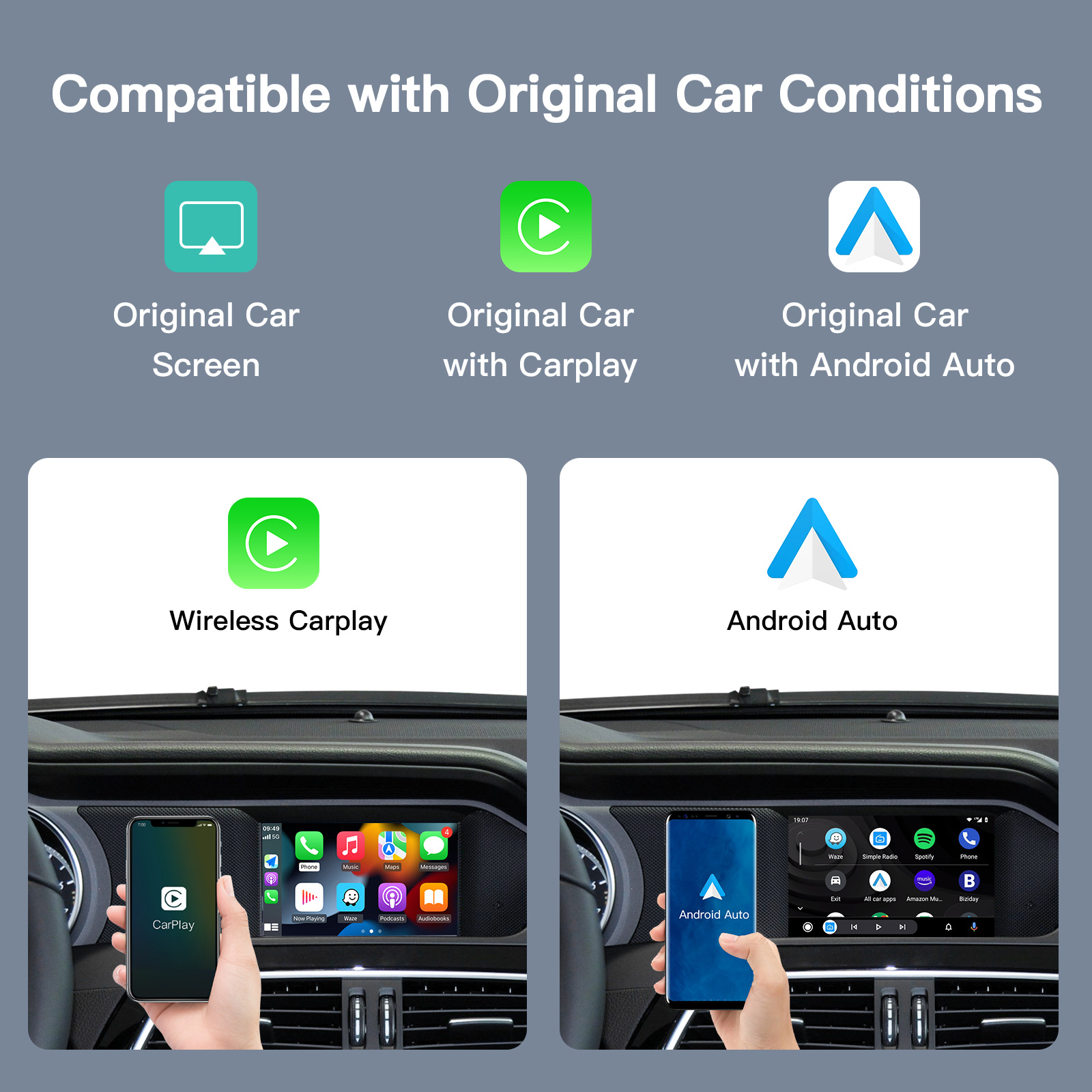 CARABC Wireless CarPlay dla Mercedes Benz Android lusterko samochodowe Link funkcja modele A, B, C, E, CLA, GLA, GLK, ML, NTG4.5