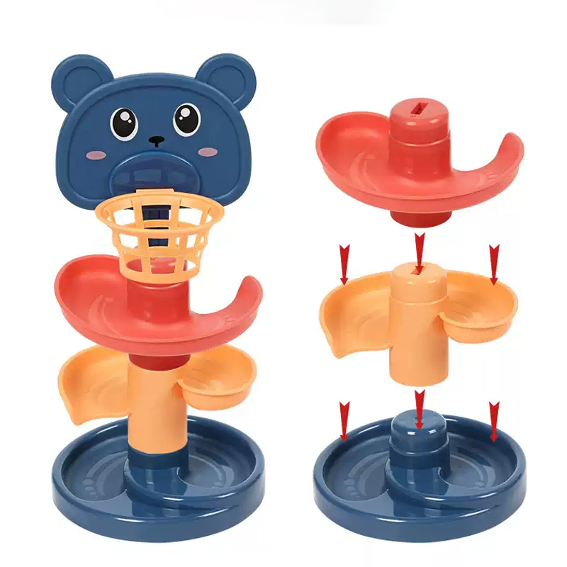 몬테소리 아기 장난감 롤링 볼 타워 몬테소리 교육 게임 아기 스태킹 트랙 아기 개발 완구 1 2 3 세